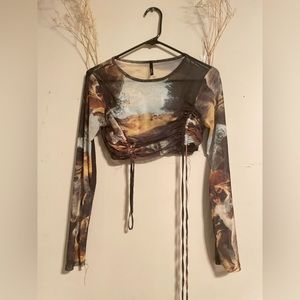 Mesh Crop top with adjustable side strings